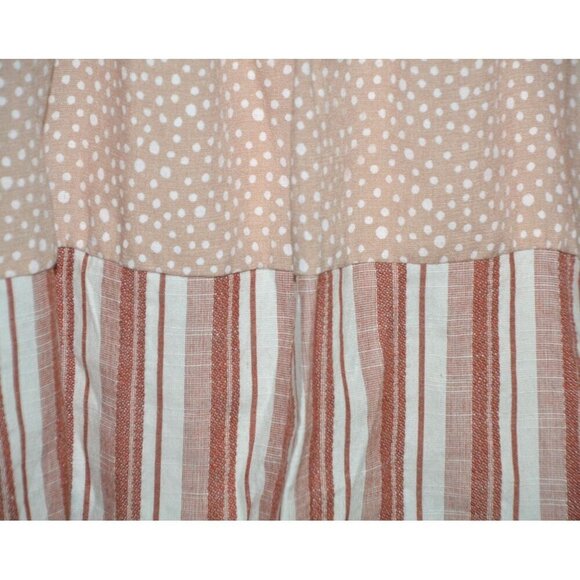 Entro Beige & Pink Cap Sleeve Tiered Blouse Top Size S Striped Polka Dots Cute - Picture 6 of 13